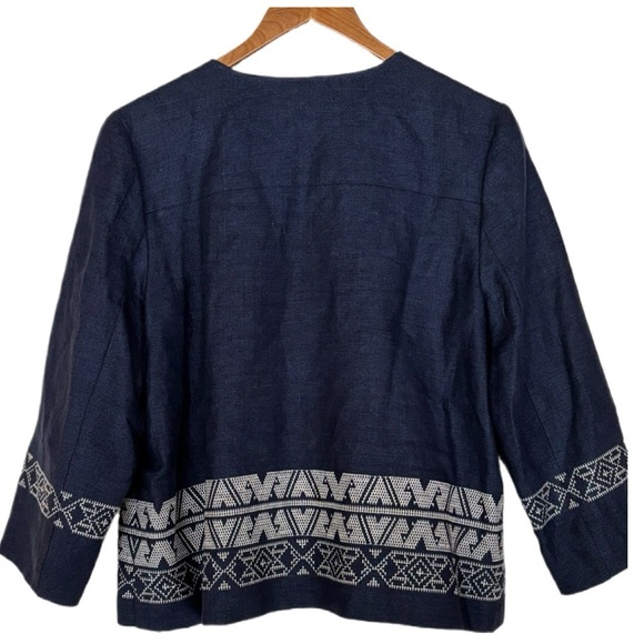 Pendleton Cotton Navy Tunic with Geometric Embroidered Accents Women’s Large - Picture 3 of 5